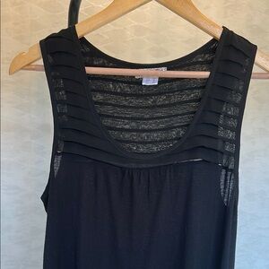 Kensie Black Sleeveless Top with Pleated Detail